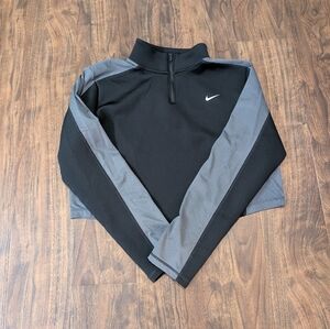 Nike Pro L Black and Gray Athletic Pullover Womens Crop Longsleeve Mock Neck